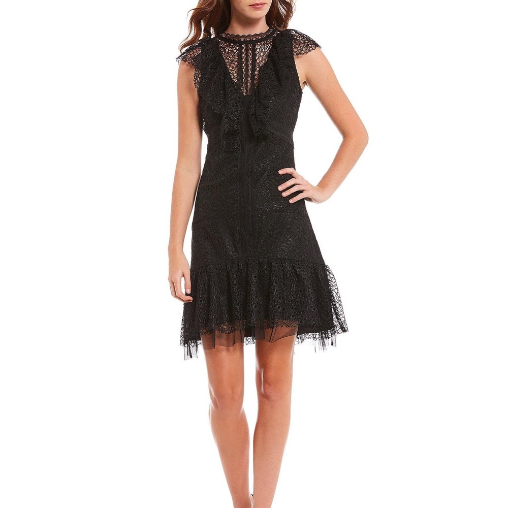 NWT Gianni Bini Black Josie Illusion Lace Dress 4